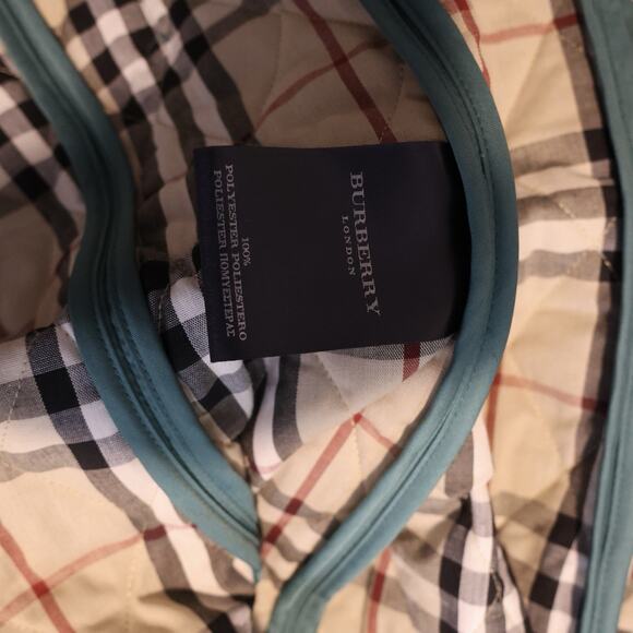 BURBERRY Quilted Jacket In Turquoise Nova Check Snap Close Women’s Size XS - Picture 8 of 16